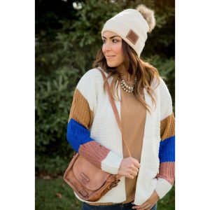 TENG Knit Color Blocked Sleeve Cardigan